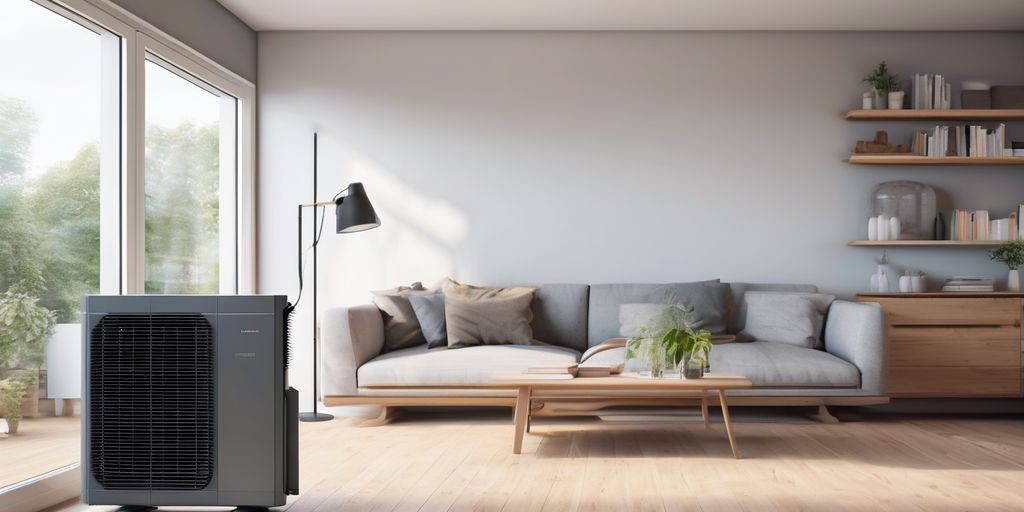 heat pump and radiator in a modern home